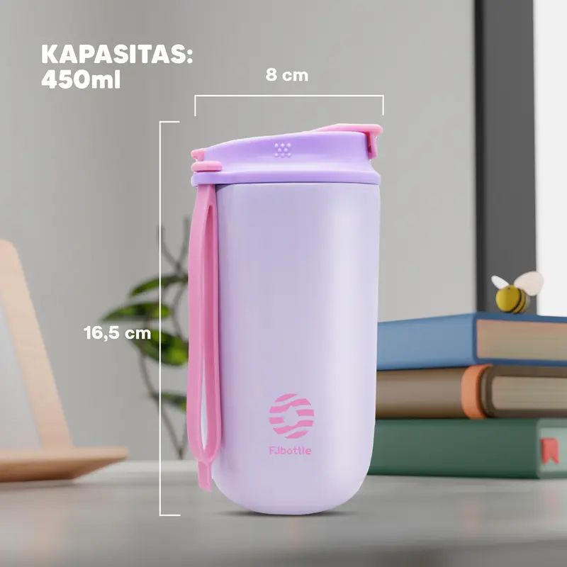 FJBottle - JellyCup Botol Minum Tumbler 450ML Double Insulated Tutup 2in1 Kitchenware Water 4