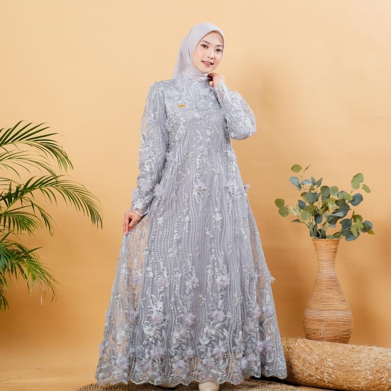 RAISHA-Assyifa Gamis Kondangan Exlusive + Payet Wanita Muslim Dewasa Bahan Full Tile Depan Belakang + Puring Menggunakan Bahan Hyget Untuk Kondangan, Lebaran, Lamaran, Akad Nikah dan Wisuda 1