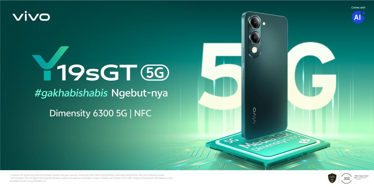 [Online Exclusive] vivo Y19sGT 5G - Dimensity 6300 5G, 5500mAh Tahan Lama, NFC Multifunctions, Tahan Banting & Hujan, 50MP Kamera Utama, AI Erase