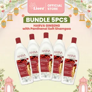[Bundle Hemat - 5 Pcs] HARVA Shampoo Ginseng Soft & Smooth 600ML | Shampo Perawatan dengan ekstrak ginseng untuk merawat akar rambut