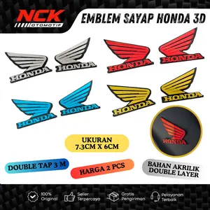 EMBLEM SAYAP WINGS 2PCS  LOGO TIMBUL 3D ACYRILIC DOUBLE LAYER TEBAL MIRROR SUDAH ADA DOUBLE TAP