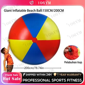 Bola Pantai Tiup Raksasa 130Cm/150Cm/200Cm Bola Voli Air Pvc Tebal Tiga Warna Besar