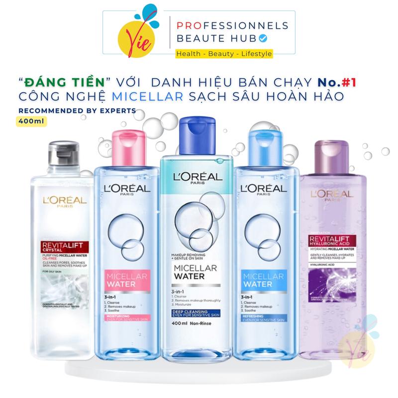 Nước Tẩy Trang Loreal L'Oreal 3-in-1 Micellar Water Làm Sạch Cho Mọi Loại Da…