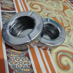 Asbak Tutup Silver | Asbak  Bulat Stainless | Rounded Tabletop Ashtray | Asbak  Silver