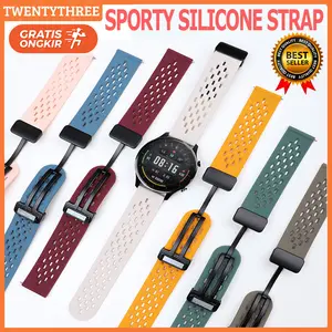 22mm 20mm Quick Release Magnetic Silicone Strap for Tali Jam Tangan Smartwatch Samsung Watch Galaxy Watch 7 6 5 4 FE Rubber Band Belt Accessories for Garmin Watch /Huawei Watch GT 6 5 4 3 2 /Amazfit /Xiaomi Watch /Redmi Watch 5 Active/5 Lite/Itel