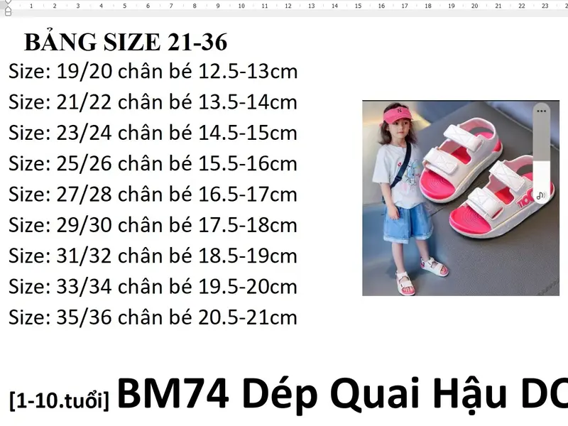 BM74 Dép Quai Hậu DOIT SanDal Bé Trai Bé Gái Sandal Đi Học Đế CaoSu Mềm Êm Chân: size 21 đến 36 dép xăng đan dép mùa hè hở mũi thoáng bé gái Dép Sandal Voi Jean 7