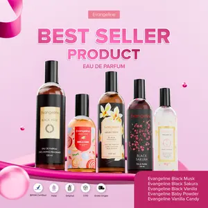 【Best Seller】 Evangeline Eau De Parfum | Wangi Tahan Lama - Wangi Mewah | Black Musk / Black Sakura / Black Vanilla / Baby Powder / Vanilla Candy 【Best Seller】 Evangeline Eau De Parfum | Wangi Tahan Lama - Wangi Mewah | Black Musk / Black Sakura / Black Vanilla / Baby Powder / Vanilla Candy