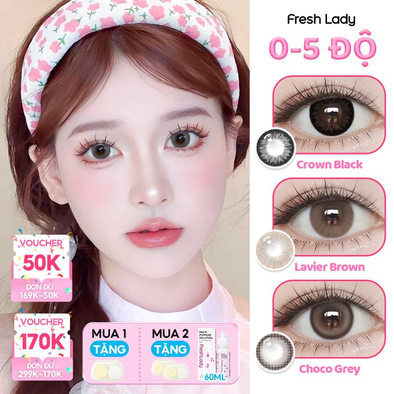 Kính áp tròng FRESH LADY 6 tháng Brown và Grey Độ cận 0-4 ( quà tặng siêu nhiều ) Lens nửa năm