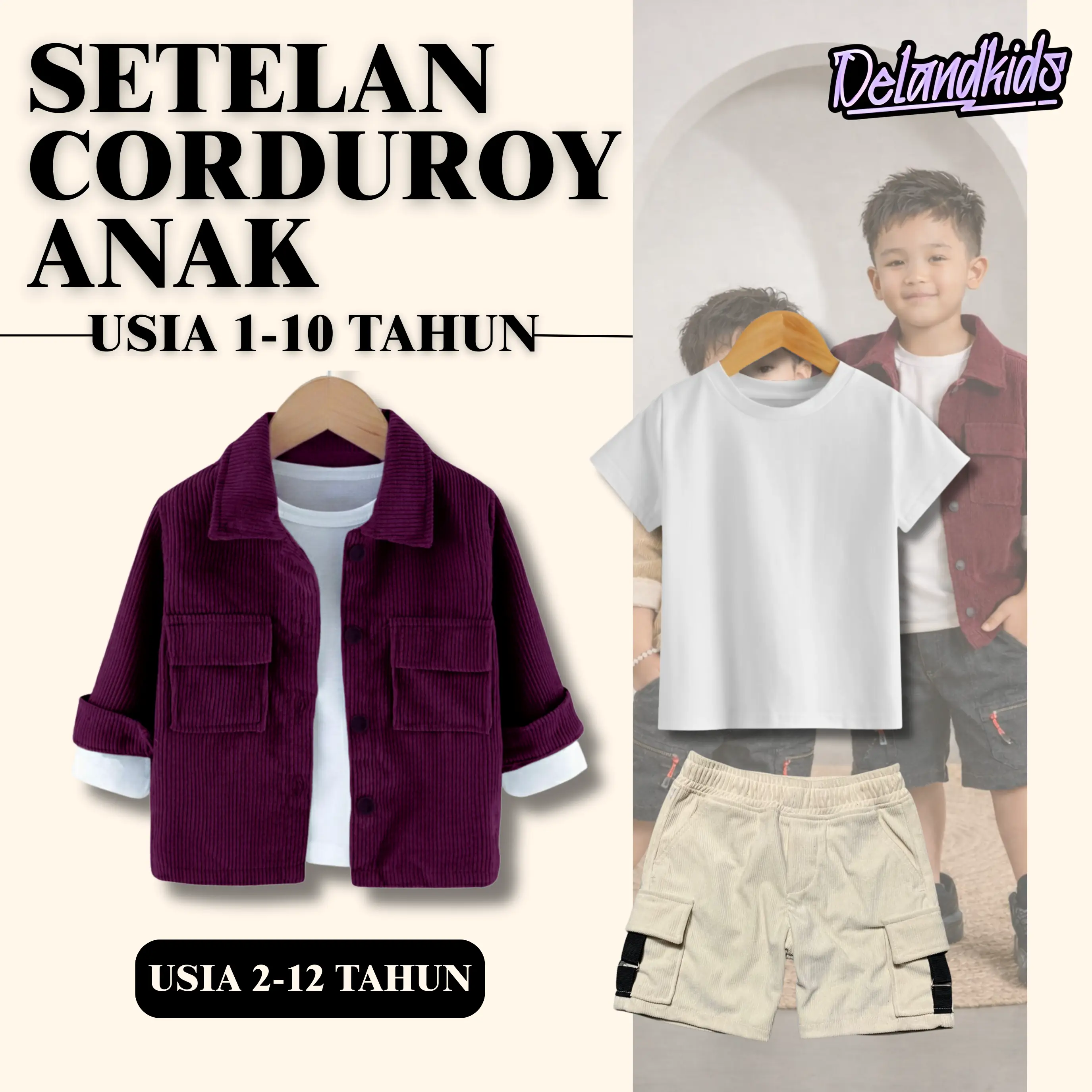 KEMEJA MARUN + KAOS + CELANA COKSU