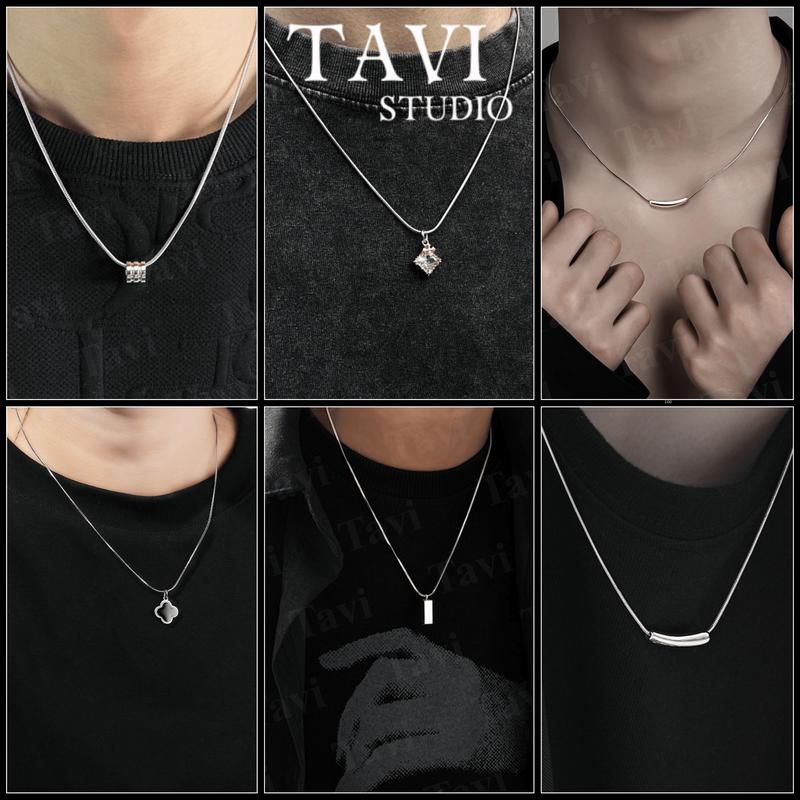 [Mua là mê, chê thì hoàn về] Dây chuyền nam nữ titan sợi mảnh thời trang cá tính Tavi vòng cổ tăm chỉ mặt dây chuyền mì độc đáo - Dây chuyền tổng hợp