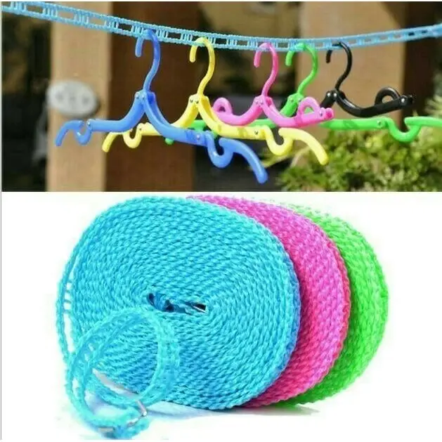 Tali Jemuran 5m – Clothesline dengan Kait Stainless Steel, Praktis & Serbaguna Baju Plastik Kuning