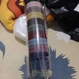 Karet Rambut Donat Tabung Elastis Anak Dewasa 20 PCS Ikat Rambut Warna Warni Fashion Perempuan Kunciran Motif Polos Korean Syle Hair Tie