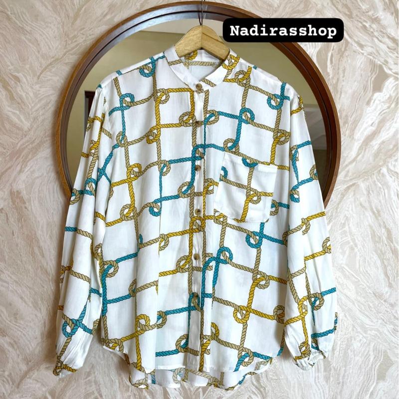 Kirani Kemeja Salur Rayon Premium/Atasan Wanita Salur Terbaru 2024 7