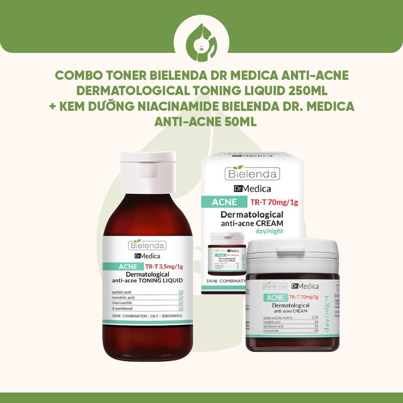  Combo Toner + Kem dưỡng Bielenda Dr Medica Anti-acne 