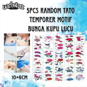 5pcs Tato Temporer Bunga Lucu Kecil Acak FREE STIKER TATO RANDOM