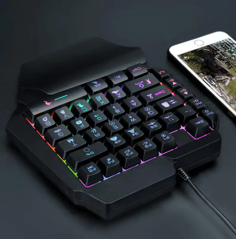 Paket Gaming Keyboard Mechanical 38 Keys dan Mouse 3 Button 1600DPI RGB Untuk Android dan IOS Free Fire PUBG Mobile Genshin Impact Mobile Legends Computer 2