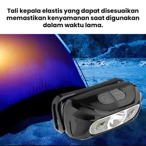 Lampu kepala isi ulang ultra-terang khusus dengan cahaya kuat untuk memancing di malam hari, portabel.