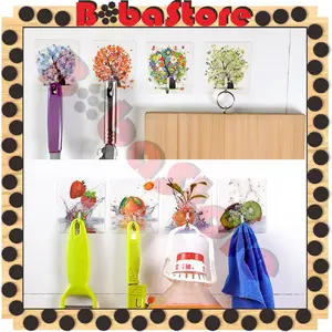 Bobastore Gantungan Tempel Dinding Hook / Gantungan Transparan Aksesoris Dapur / Hook Hanger Multifungsi R588