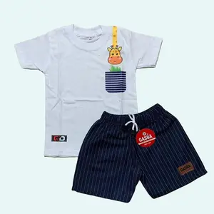 Gasba setelan anak motif jerapah Kaos Combed