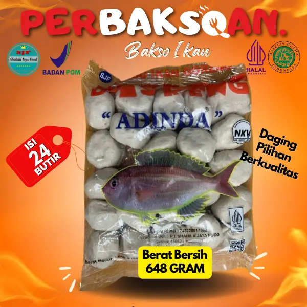 Basreng Adinda Bakso Ikan Goreng Isi 24 Butir Berat 648 Gram