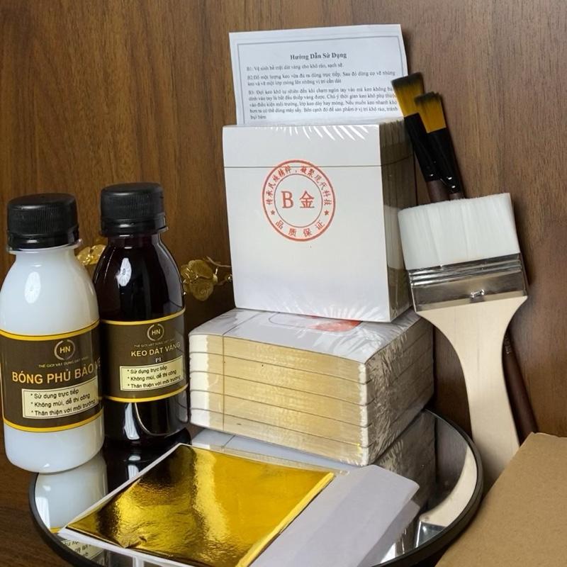 Combo dát vàng 1000 lá vàng B keo gốc pu kèm phụ kiện dát vàng trải nghiệm ứng dụng cho đồ đồng,gỗ,nhựa,pu,thạch cao,thủy tinh,trang trí quà tặng,quà lưu niệm,đồ sưu tầm,hoa quả,... Diy đồ trang trí phong thủy bình tụ lộc cây tiền thần tài porcelain may