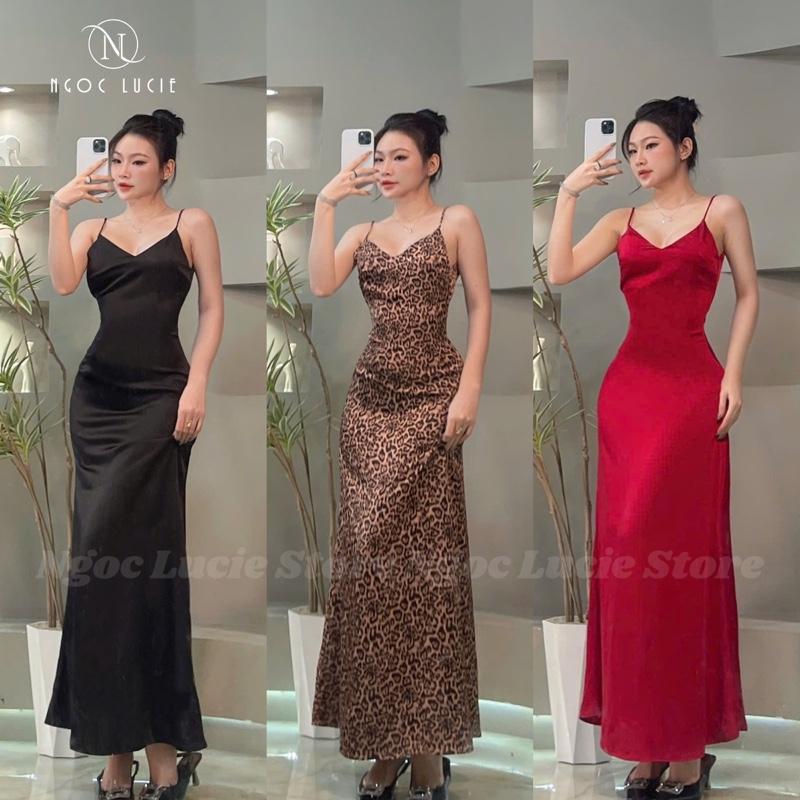 G02 - Đầm 2 Dây Thiết Kế Hở Lưng V Lụa Tô Châu Cao Cấp Sang Trọng, Quý Phái - Ngọc Lucie