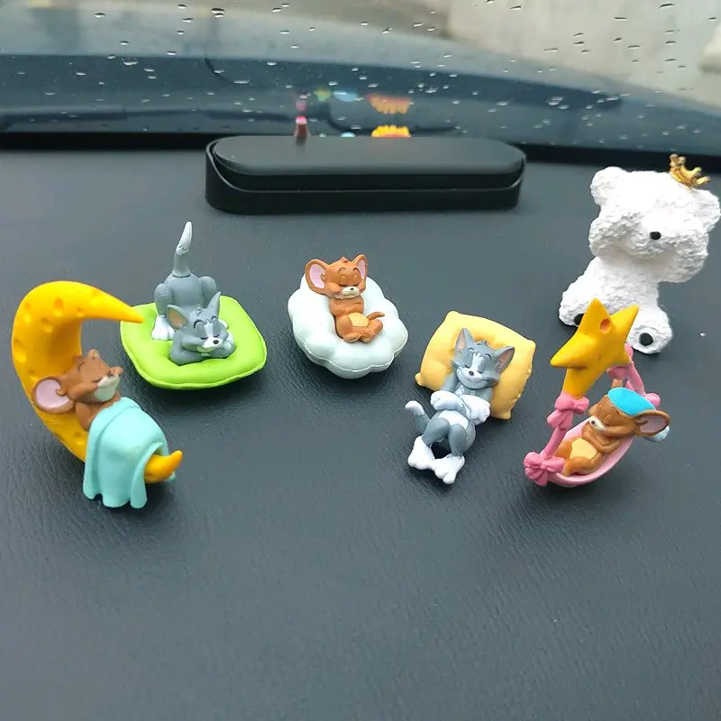 Set 5pcs - Dekorasi Pajangan Dashboard Mobil Tom & Jerry Sleeping