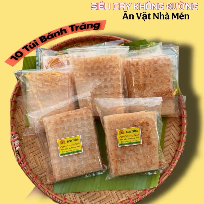 [SIÊU CAY KHÔNG ĐƯỜNG] Combo 10 Túi Bánh Tráng MUỐI SẶC NHUYỄN SIÊU CAY Ăn Vặt, Snack