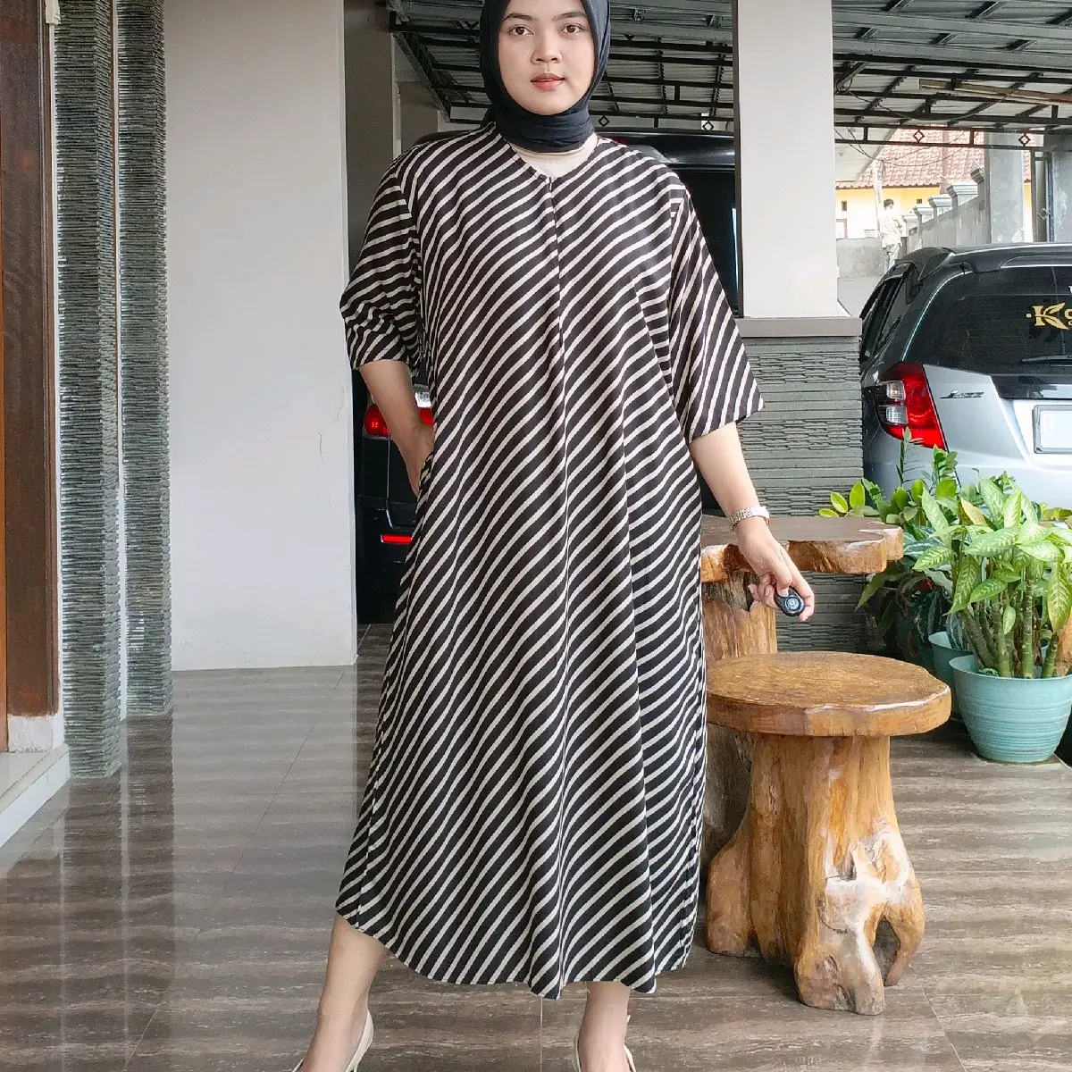 gamis daster rayon tangan ⅞ busui friendly