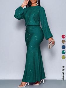 Vestido ajustado de sirena elegante para mujer, manga larga, ideal para fiestas navideñas y día de San Valentín, vestido de noche sexy y ajustado