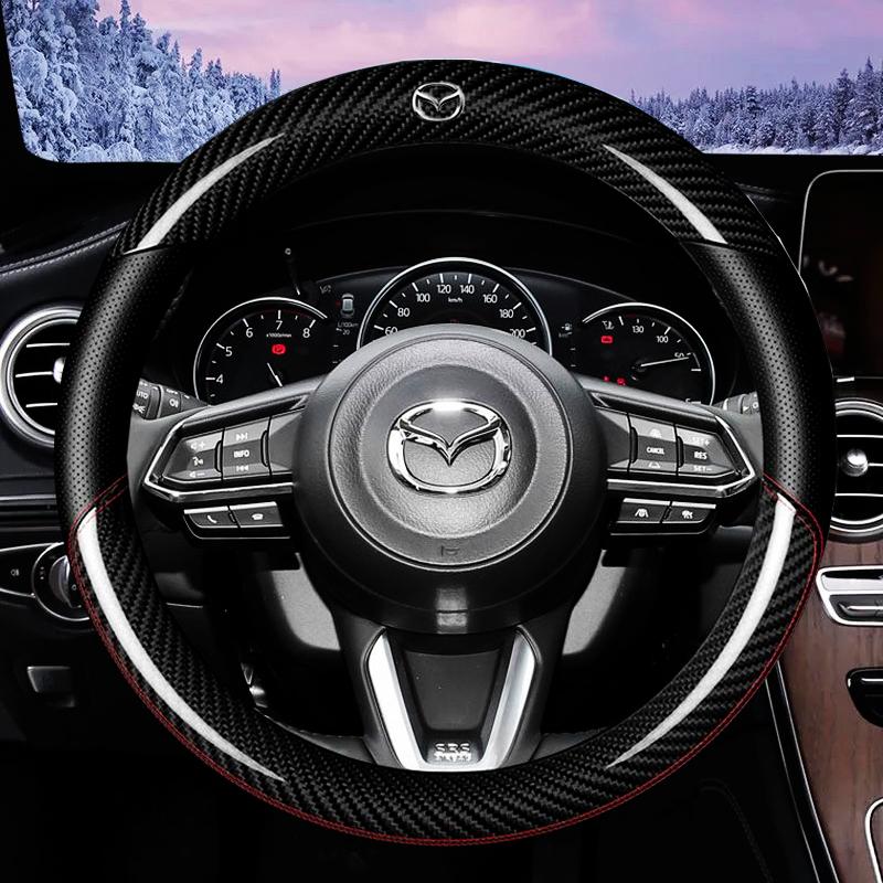 Bọc Vô Lăng Bằng Da Sợi Carbon, Chống Trượt, Cho Mazda 2, 3, 6, CX3, CX-30, CX-5, CX-8, BT50, CX-9, Mới