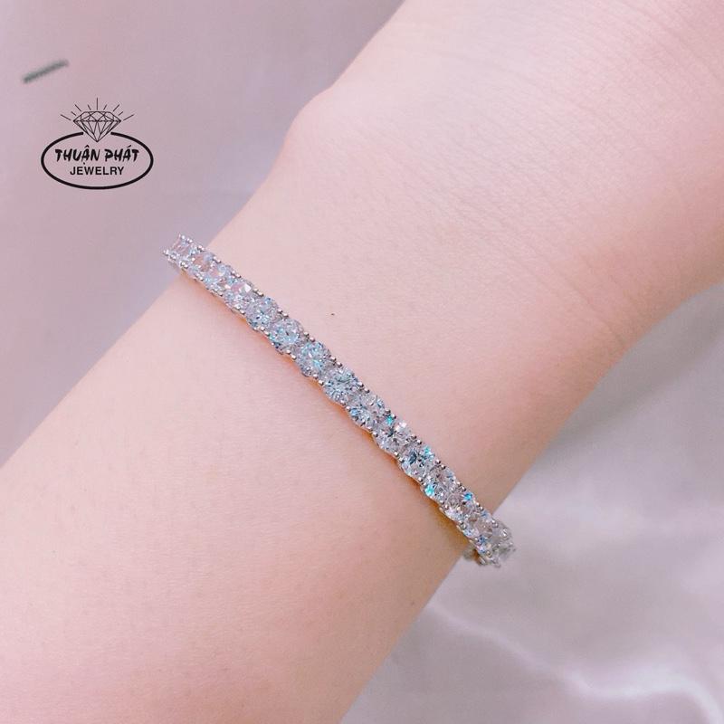 Phụ Kiện Vòng Tay V010 Tròn Tấm Viên Chủ 4li Cz Đeo Tay Đi Tiệc Sang Trọng Trang Sức Bạc Ý Xi Kim- Bạc Thuận Phát