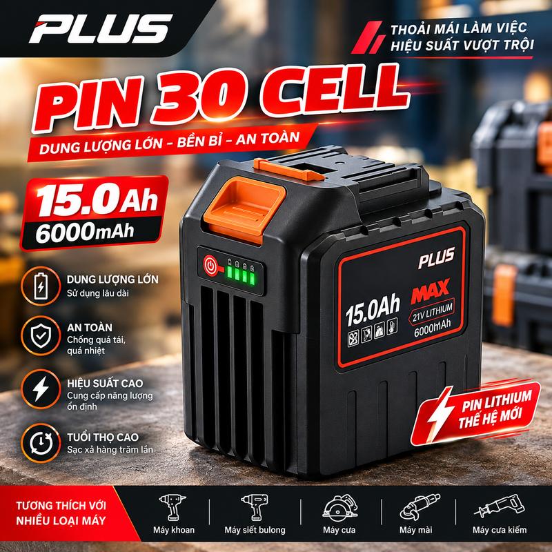 Pin 30 Cell Hệ Pin M21, Chân Pin Phổ Thông, 2 Chân Pin Cách Nhau 4cm, Có Đèn Báo