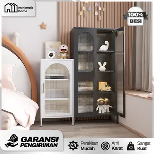 [TERMURAH] LEMARI KACA HIAS BESI Lemari Pajangan Ruang Tamu Penyimpanan Mainan Miniatur Lemari Tas Buku Dsiplay Kabinet Kolektor