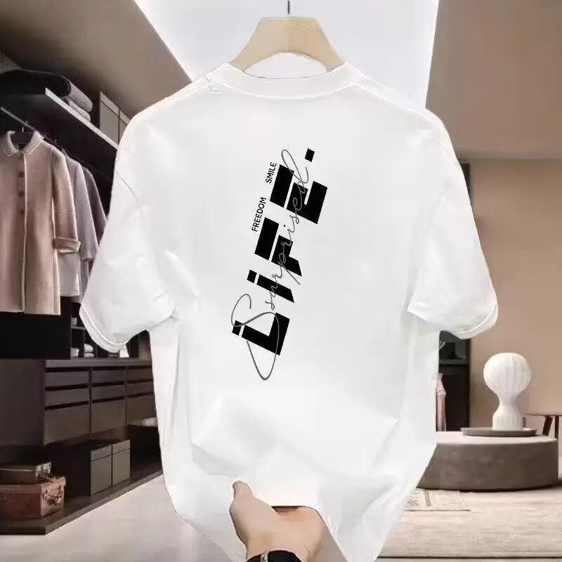 Summer short-sleeved 3DT shirt men and women of the same casual all-matching loose round neck half-sleeved top large size base shirt