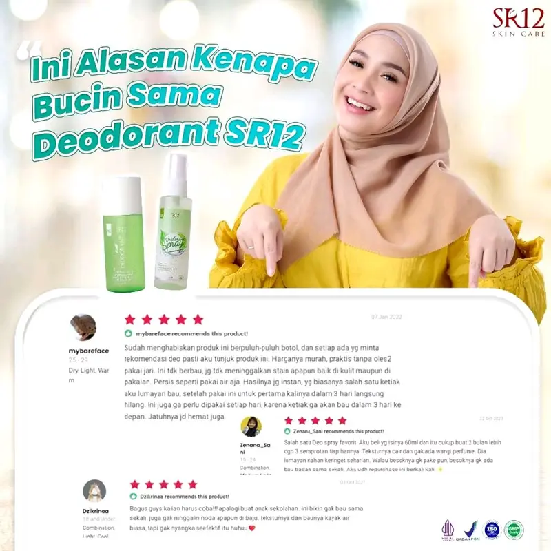 SR12 DEODORAN SPRAY MENCEGAH BAU BADAN/ BPOM 8