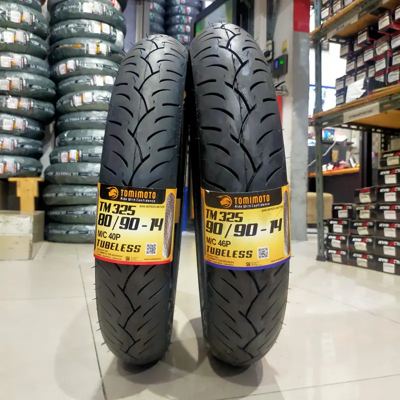 Ban Motor Tomimoto 80/90-14 90/90-14 Tubeless Ring 14 Donat Gratis Pentil TM100 TM125 TM225 TM300 TM325 4