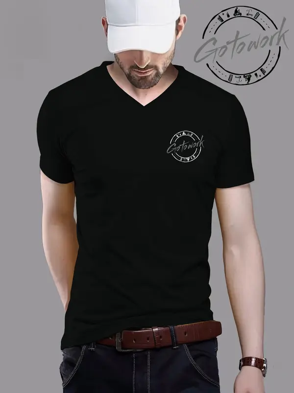 Kaos GO TO WORK Oblong Lengan Pendek Pria Wanita Dewasa  sablon DTF Polyflex V-Neck - Ukuran L, XL, XXL - Distro Sablon Cowok Baju Atasan Unisex Motif Keren Hitam 3