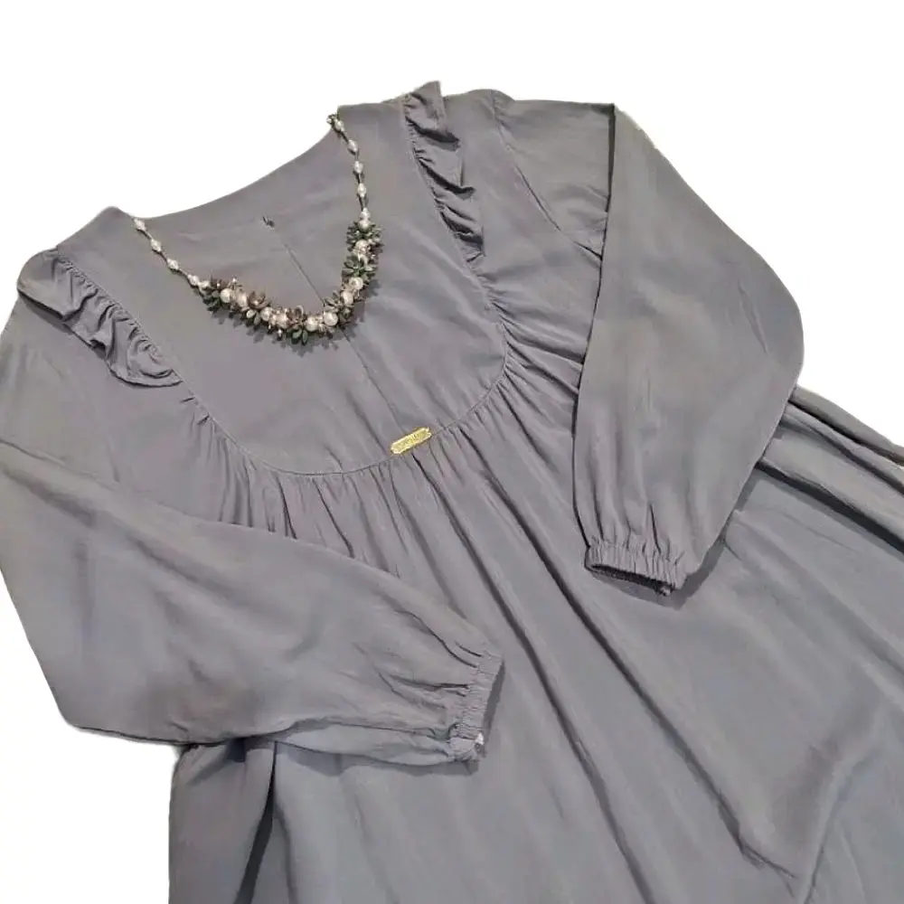 Zalina dress ruffle polos gamis rayon viscose premium slim fit gamis halus lembut dan tidak nerawang gamis rayon premium Muslim Remaja Wanita Panjang Dewasa Karet Rempel