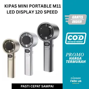 Kipas M11 Kipas Angin LED Display Kipas Angin Mini Fan Turbo Portable Handheld Desktop Adjustable USB 120 Speed