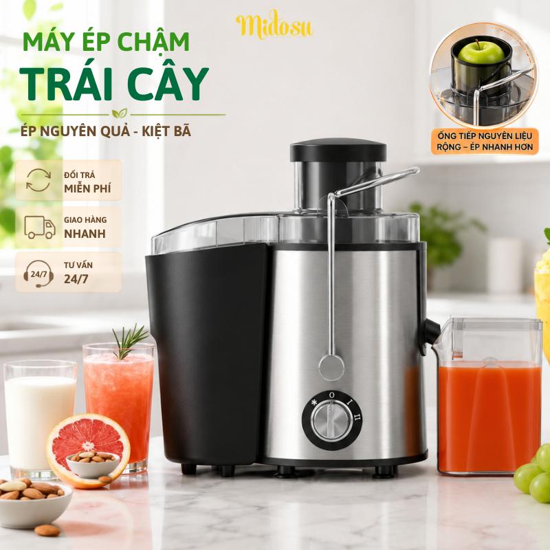 Máy Ép Chậm Trái Cây Nguyên Quả Kiệt Bã 1000W, Máy Ép Hoa Quả Làm Nước Ép Mạnh Mẽ