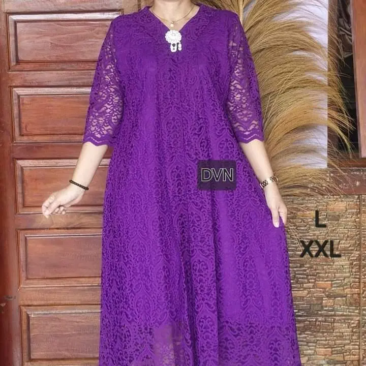 Dress Kartini Brokat Free Bross Lapis Katun