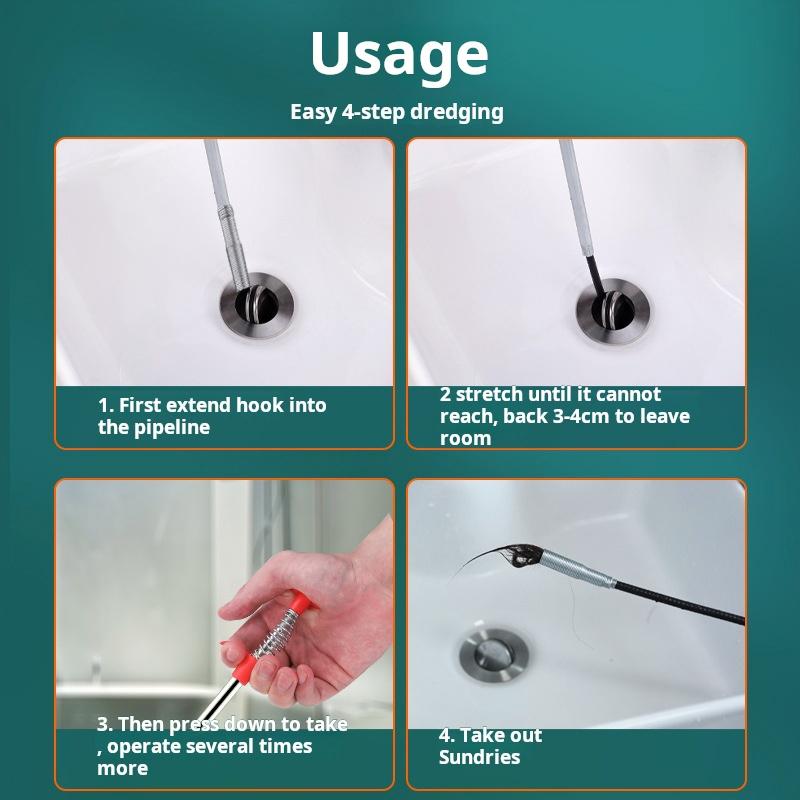 Dụng Cụ Nạo Vét Cống Nhà Bếp, Dụng Cụ Hữu Ích Để Làm Sạch Tắc Nghẽn, Dụng Cụ Nạo Vét Ống Mở Rộng Phòng Tắm Và Nhà Vệ Sinh, Kẹp Nạo Vét Ống, Dụng Cụ Nạo Vét Cống Chống Tắc Nghẽn, [Thanh Toán Khi Nhận Hàng] 3