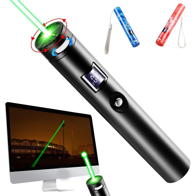Bền bỉ Di động Bút chỉ tia laser xanh Màn hình kỹ thuật số Tập trung rõ ràng Đèn pin laser mini Có thể sạc lại bằng USB Hoạt hình tươi sáng Bút trình diễn laser Thuyết trình giảng dạy