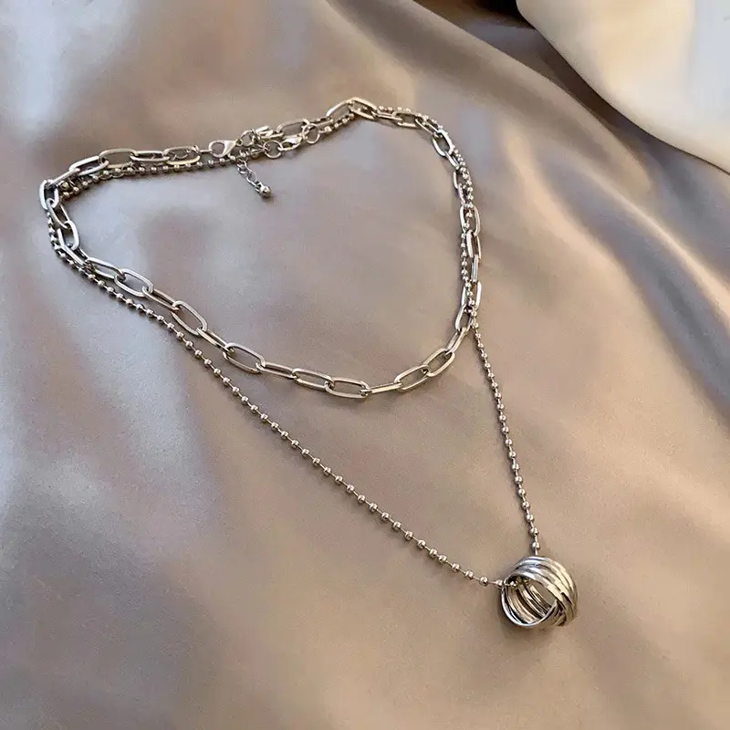 Kalung Titanium 2 Layer Anti Karat Peperclip Korea Elegan 5