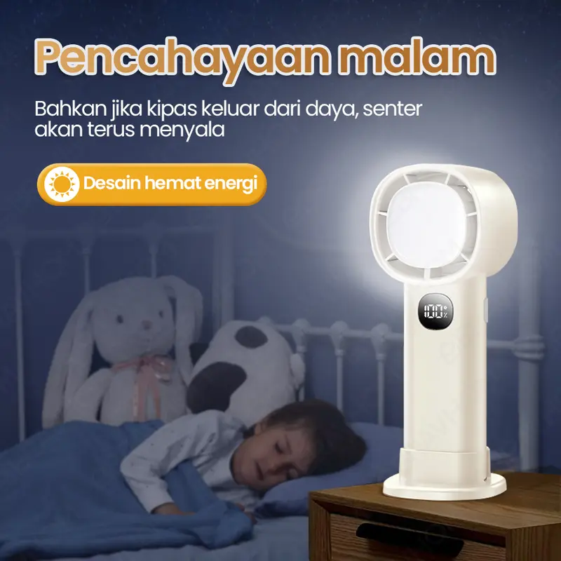 (COD)Bravhom Kipas Angin Turbo Portable LED Display 100 Gear 4000mAh Lampu Malam Dudukan kipas  kerajaan 2