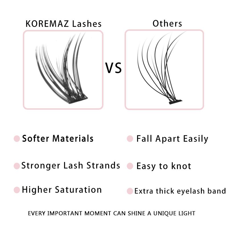 Lông Mi Cụm, KOREMAZ, Lông Mi Cá Nhân, Cong D, phồng, 10D / 20D / 30D / 40D / 50 Lông Mi Mỏng, Cụm, Tự Làm Tại Nhà, Kết Hợp D-9-16 4
