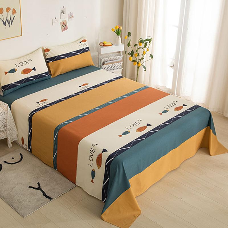 Product Introduction of Pure Cotton Bed Sheet and Pillowcase 3 In1 Modern Simple Pure Cotton Bed Sheet Student Dormitory Single Thickened 1.5 Double Coverlet 12