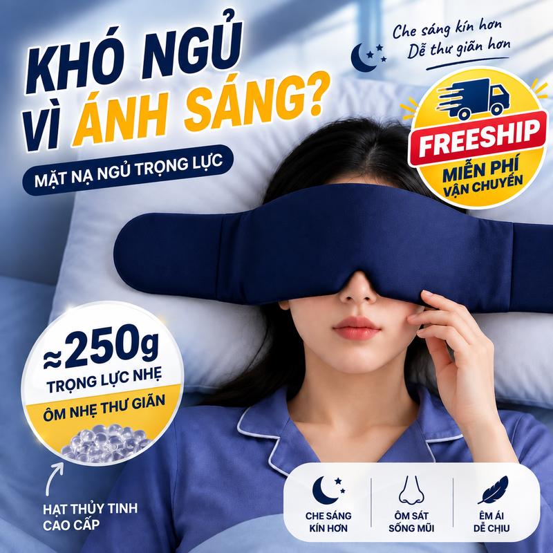 Bịt Mắt Ngủ Trọng Lực Chống Ánh Sáng, Mặt Nạ Ngủ Hạt Thủy Tinh, Ôm Sát Sống Mũi, Mềm Êm Thư Giãn
