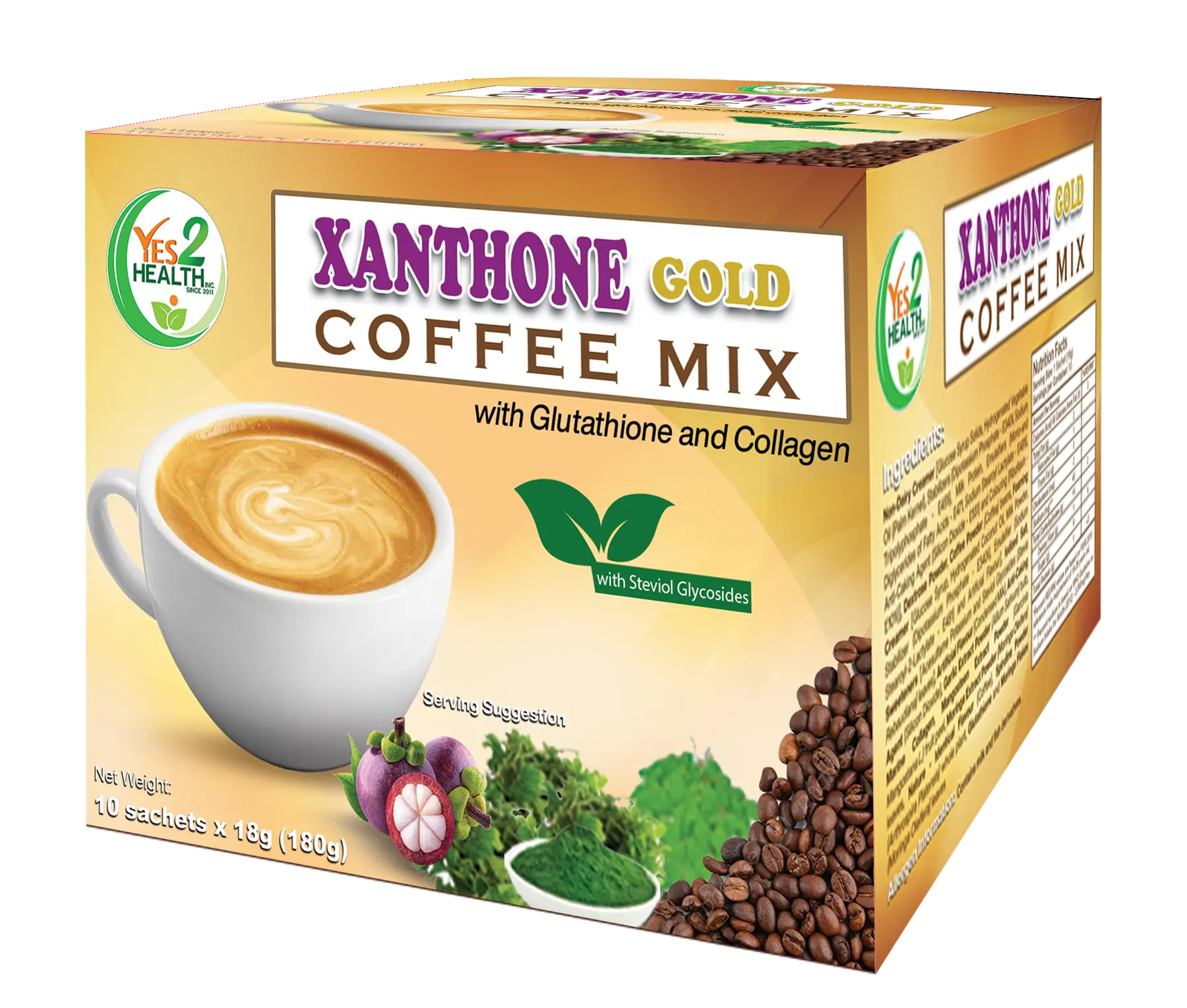coffee with glutathione and collagen Xanthone Gold Coffee Mix with Gluta Collagen Sweetened by Stevia